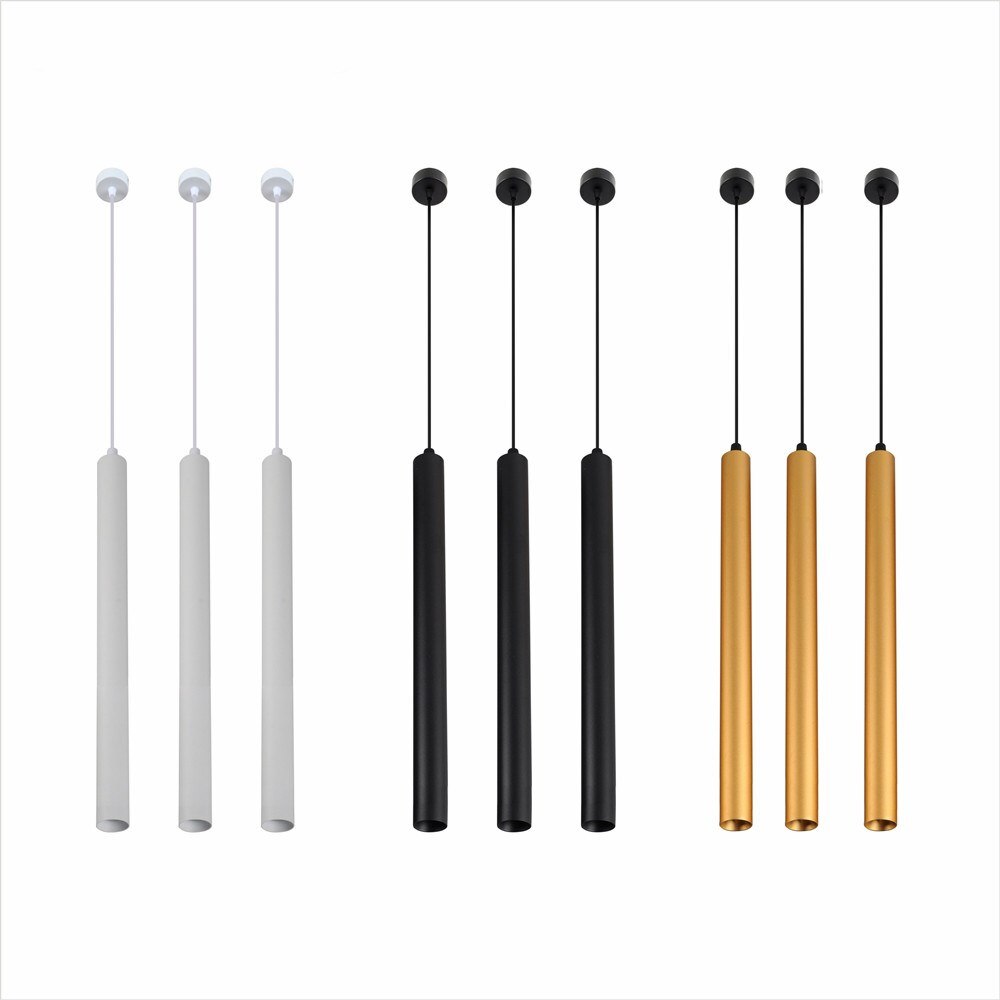 Mini 30mm Led Pendant Light Long Tube Hanging Kitchen Lights Fixture Black White Length Adjustable For Kitchen Bad Stores Office