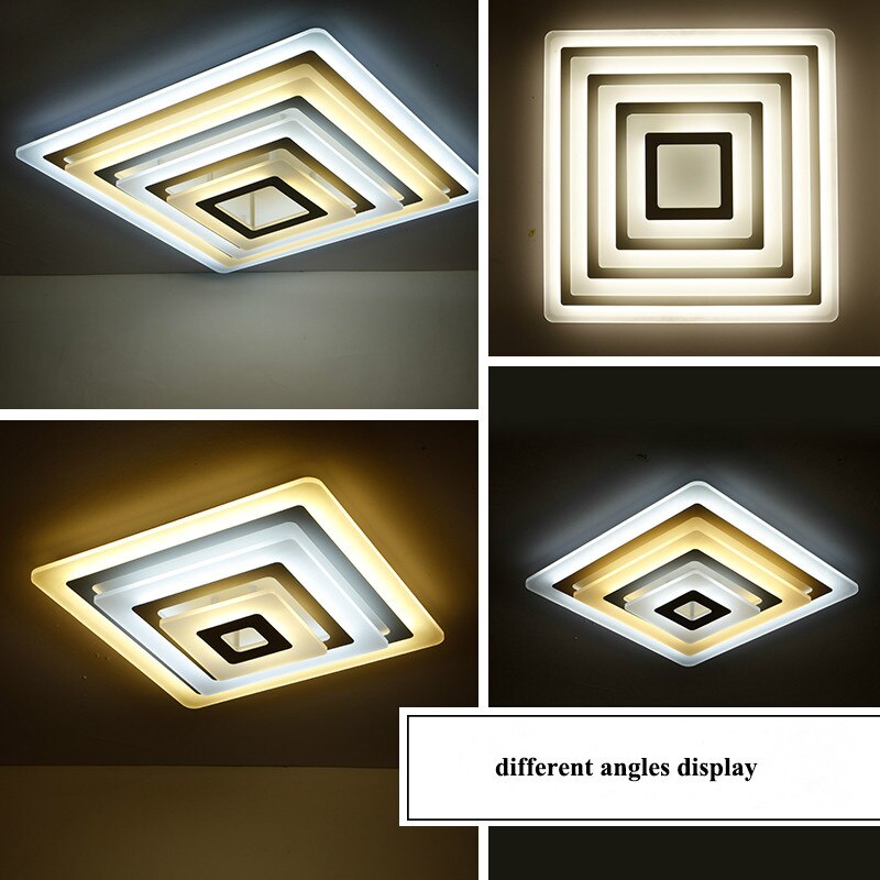 Modern Simple Square Dimmable Led Ceiling Lights Lustre Acrylic Metal Bedroom Led Ceiling Light Dining Room Celing Lighting Lamp
