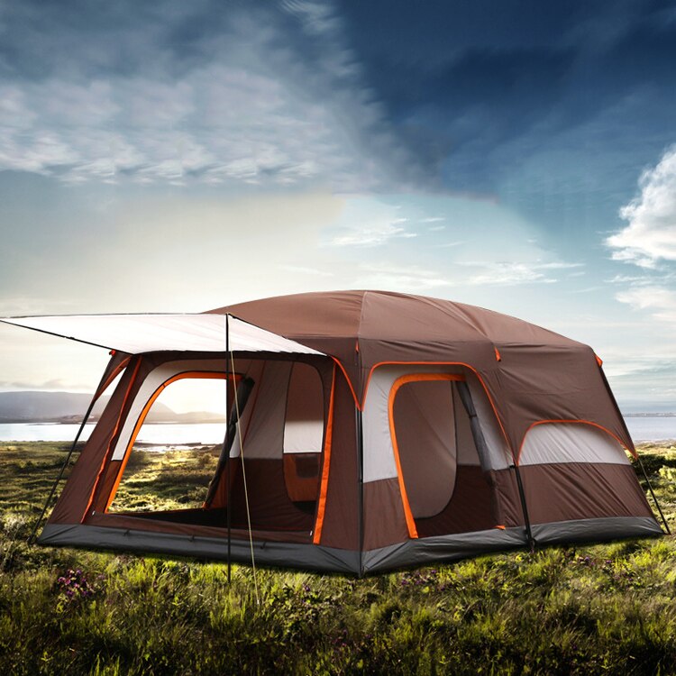 For 5-8 person Super-Large Luxury Two Bed Rooms, One Living Room Family Outdoor Camping Waterproof Tent Event Tent