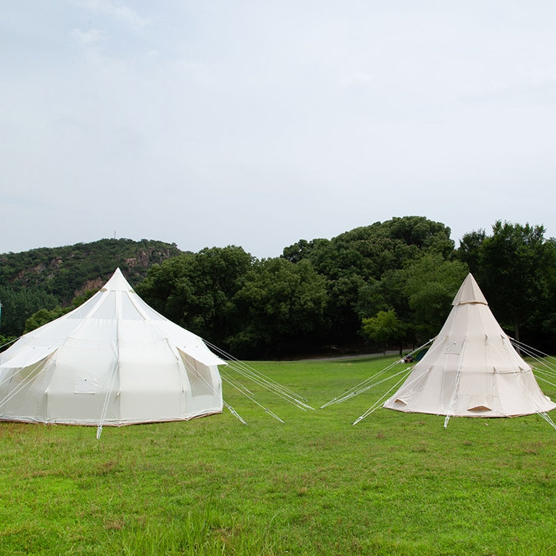 Custom Glamping 4m 5m 6m Waterproof Heavy Duty Canvas 4 Season Warm Bell Tent