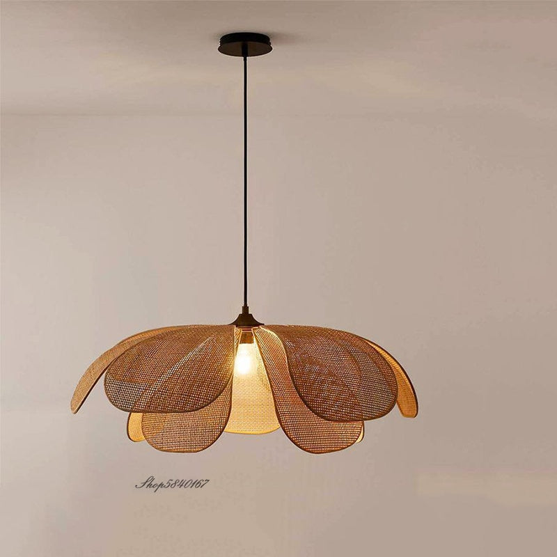 Creative Rattan Flower Pendant Light Designer Handmade Lustre Living Room Dining Room Lighting Fixtures Minimalist Home Decor