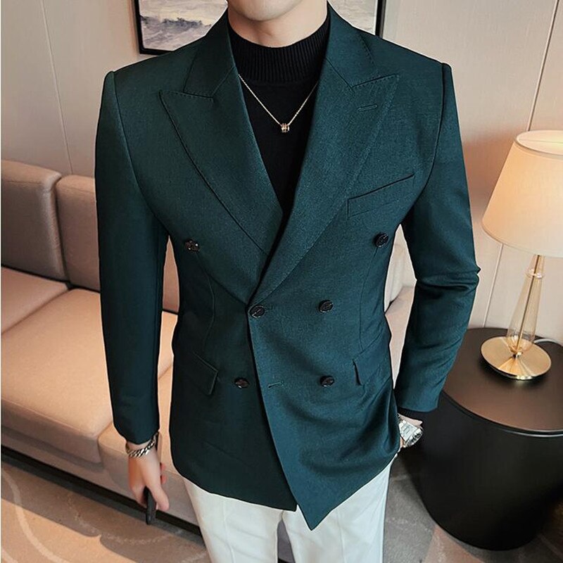 2023 Top Quality Clothing Men Double Breasted Suit/Male Spring Slim Fit Fashion Casual Dress Blazers Men's Fancy Tuxedo S-3XL